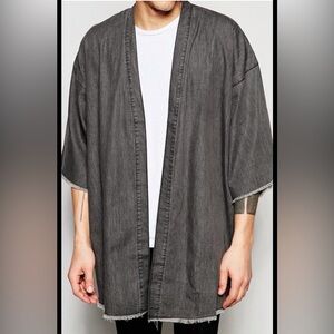 ASOS Gray Cotton Kimono open front wide sleeve Cardigan Men’s Small oversized